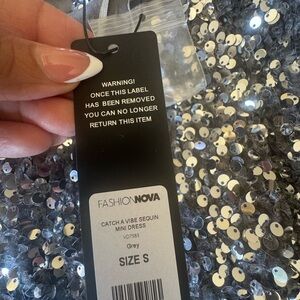 Fashion Nova Silver Sequin Mini Dress